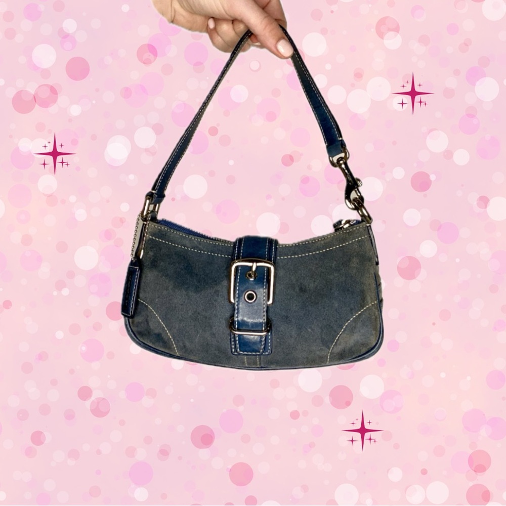 Vintage Y2K Coach Demi Hampton Denim Navy Blue Mini Purse